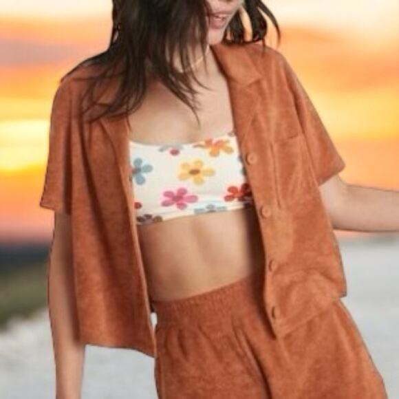 Marine Layer Tops - NWT Marine Layer ML Terry Out Resort Shirt in Sierra Size Large Retail $88